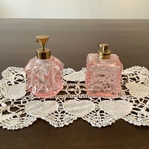 Vintage Depression Pink Glass Perfume Bottles